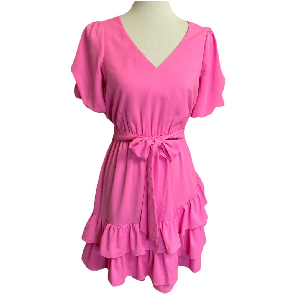 Lilly Pulitzer Dress Womens Size 0 Tier Ruffled Tie Waist Pink